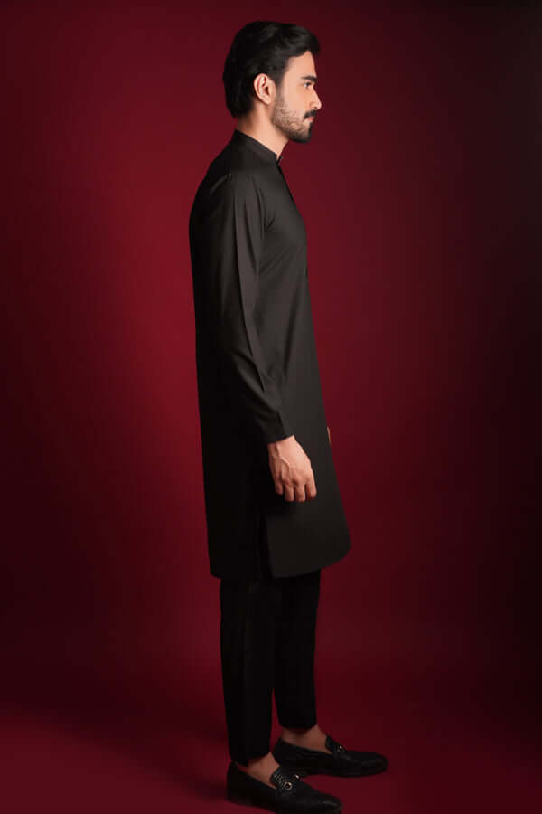 Jet Black Persian Zardozi Artwork Sherwani – Luxurious Sherwani with Handcrafted Persian Zardozi Embroidery