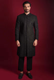 Jet Black Persian Zardozi Artwork Sherwani – Luxurious Sherwani with Handcrafted Persian Zardozi Embroidery