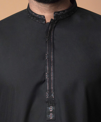 Jet Black Shalwar Kameez - Traditional Men's Outfit