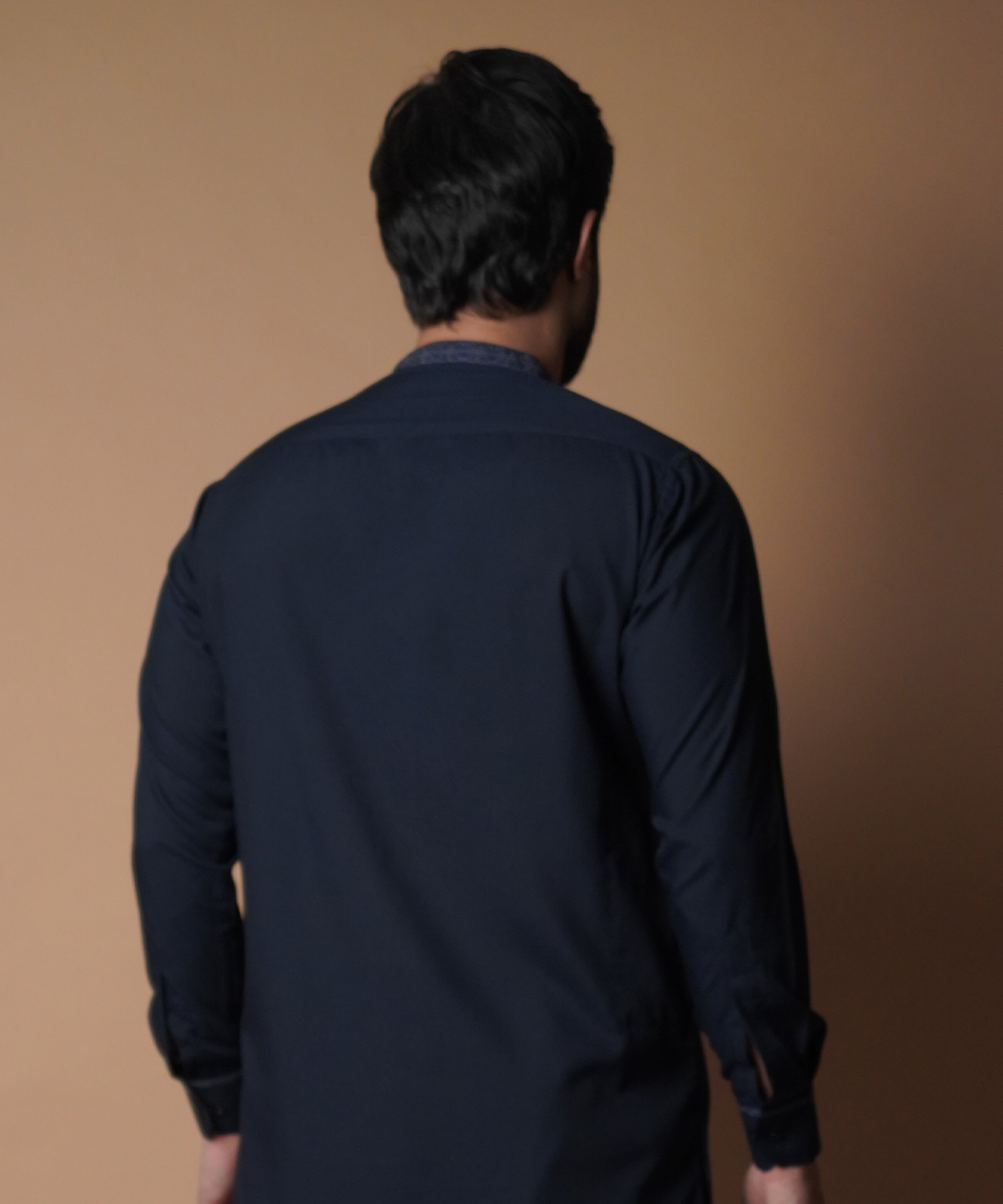 Navy Blue Shalwar Kameez - Traditional Men's Outfit