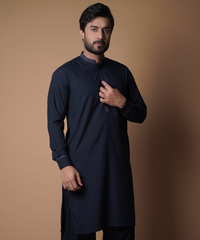 Navy Blue Shalwar Kameez - Traditional Men's Outfit