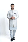  Turkish-Inspired White Embroidered Sherwani – Exquisite Turkish embroidery for a regal, sophisticated look.