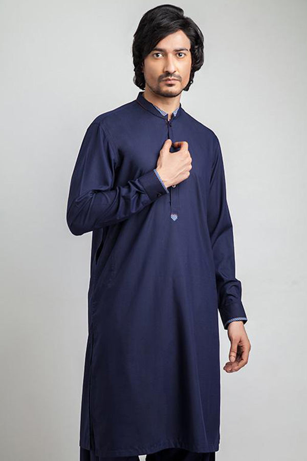 Premium Dark Blue Eid Shalwar Kameez