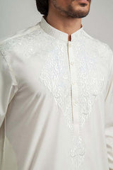 Ivory Kashmiri Motif Embroidered Kurta