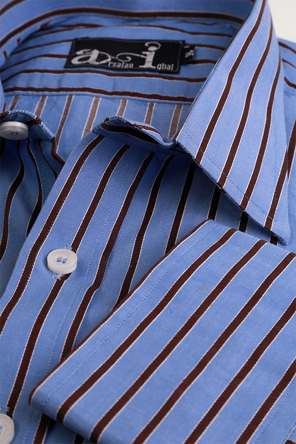 Classic Horizon Blue Striped Formal Shirt