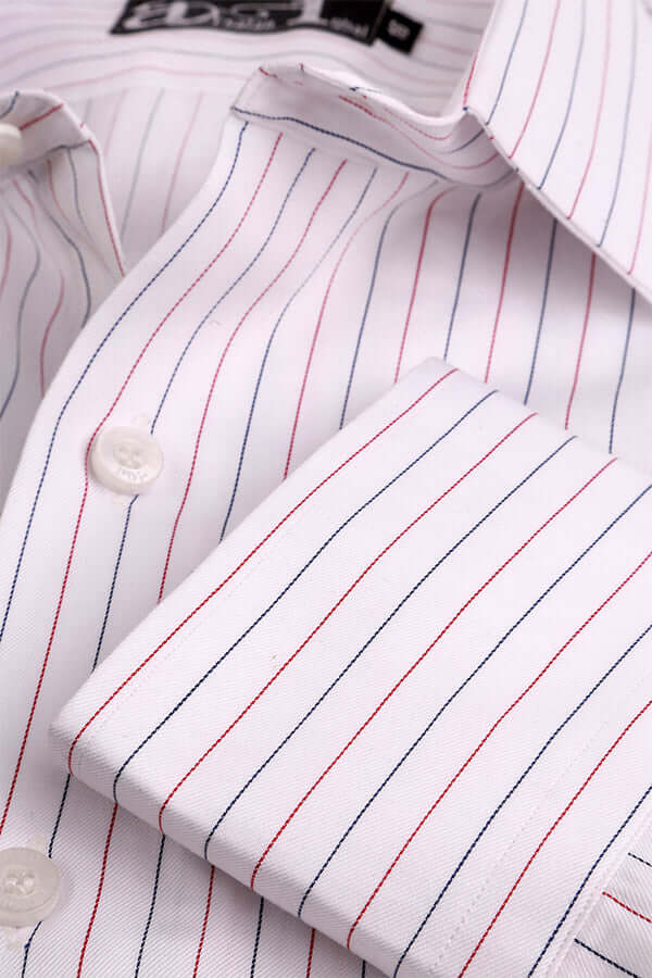 White Formal Shirt with Bold Black Stripes The house of Arsalan Iqbal