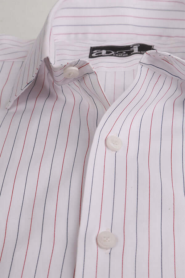 White Formal Shirt with Bold Black Stripes – The house of Arsalan Iqbal