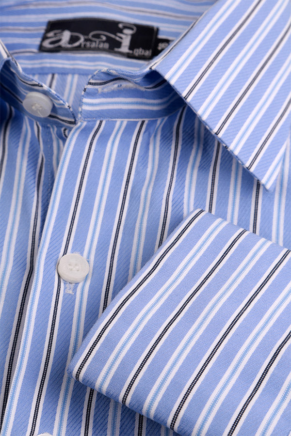 Men's Blue Multi-Striped Formal Shirt