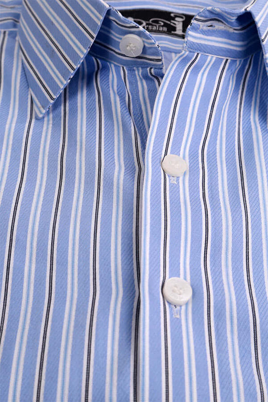 Men's Blue Multi-Striped Formal Shirt