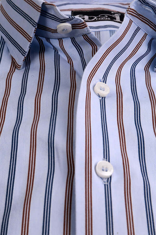 Men's Radiant Blue Multi-Stripe Formal Shirt