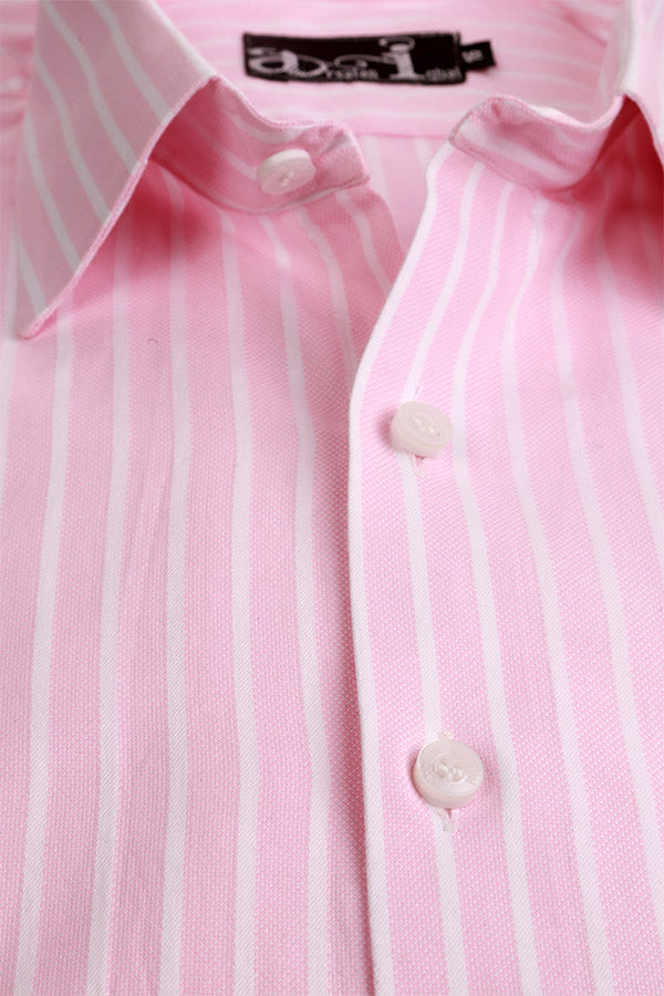 Men Pink Slim Fit Striped Formal Shirt
