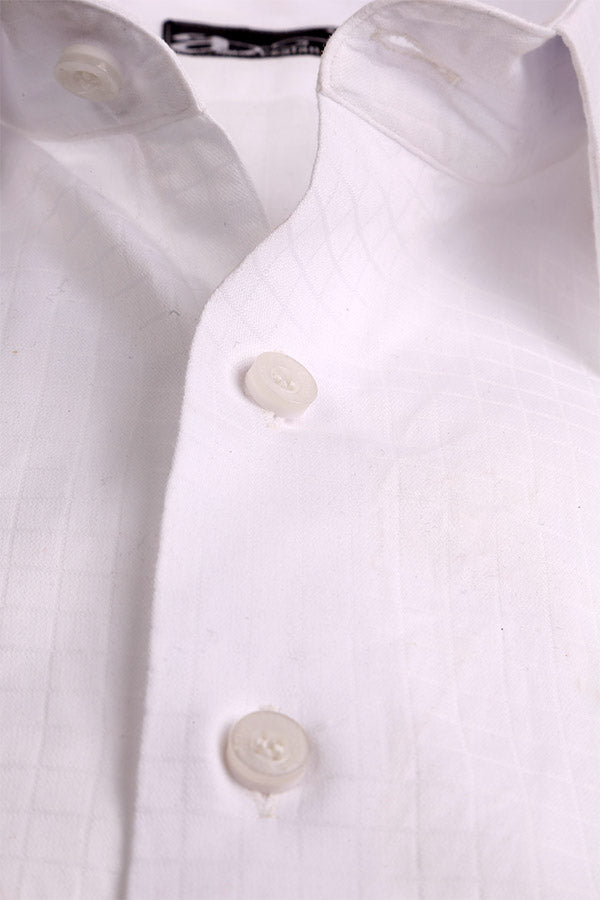 White Box Pattern Slim Fit Shirt