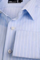 White Stripes on Blue Formal Shirt