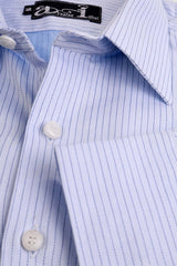 Elegant Light Blue Thin Striped Formal Shirt