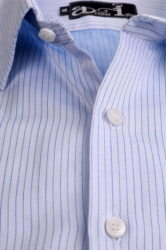 Elegant Light Blue Thin Striped Formal Shirt