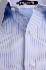 Elegant Light Blue Thin Striped Formal Shirt