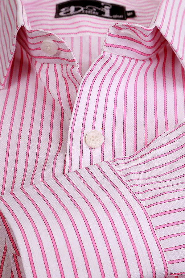 Pink & White Striped Formal Shirt