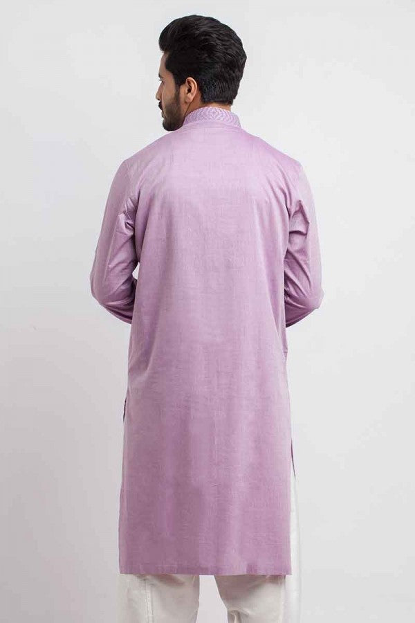 Light Purple Cotton Kurta for Men