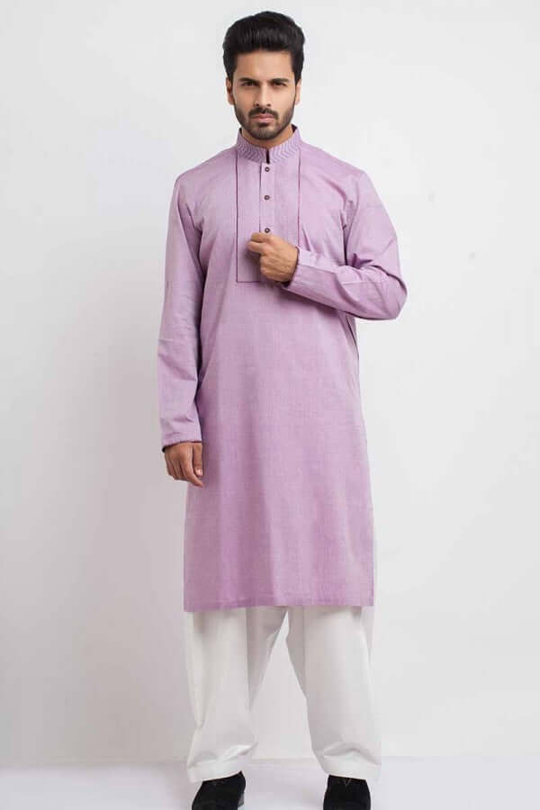 Light Purple Cotton Kurta for Men