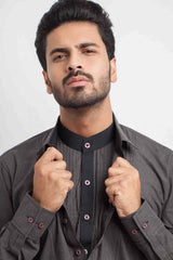 Ash Grey Blended Cotton Shalwar Kameez