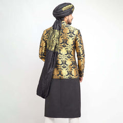 Black and Gold Jamavar Twinset Sherwani