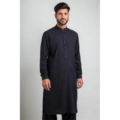 Black Shalwar Kameez with Maroon Brocade Accents