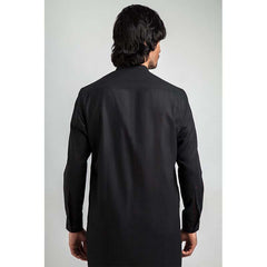 Classic Mandarin Collar Black Shalwar Kameez