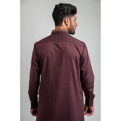 Maroon Kameez Salwar with Golden Brocade Detailing