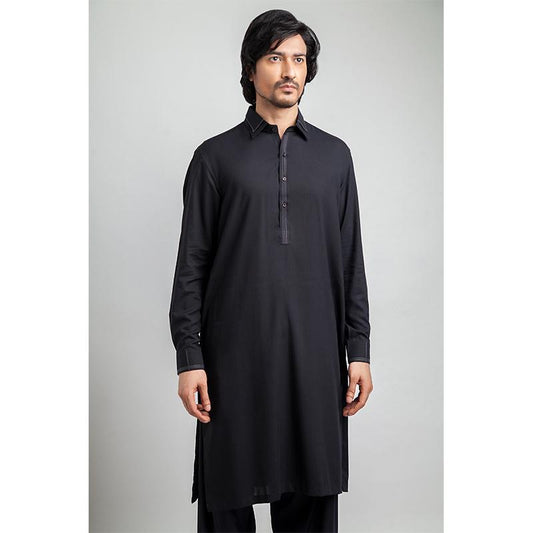 Double Collar Black -Formal Shalwar Kameez