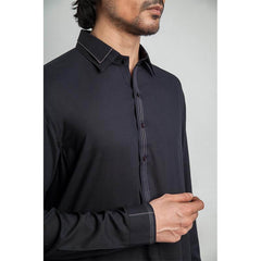 Double Collar Black -Formal Shalwar Kameez