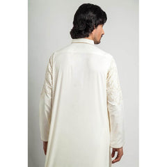 Cream-Colored Jaal Embroidered Shalwar Kameez