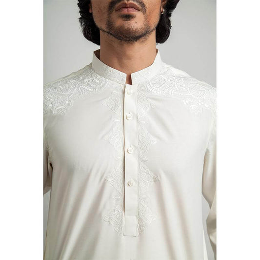 Off-White Persian Embroidered Shalwar Kameez