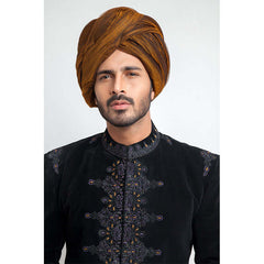 Jet Black premium velvet Form-Fitted Sherwani