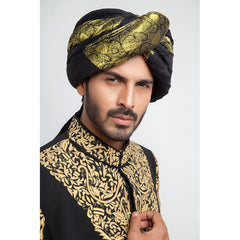 Jet Black Form-Fitted Sherwani