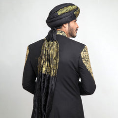 Jet Black Form-Fitted Sherwani