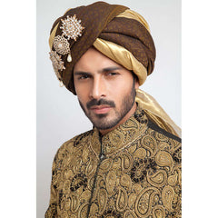 Black and Gold Pure Jamavar Silk Form-Fitted Sherwani