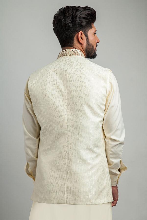 Antique Embroidered Ivory Brocade Waistcoat