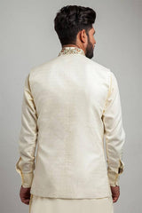 Ivory Brocode Waistcoat For Men 