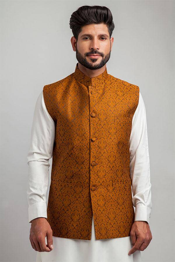 Waistcoat For Men in Mustard color