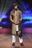 Gold & Copper Handwoven Sherwani with Maroon & Brown Accents BCW - 011