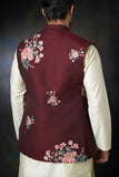 Deep Maroon Handcrafted Embroidered Waistcoat