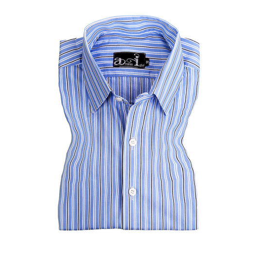 Men's Blue Multi-Striped Formal Shirt