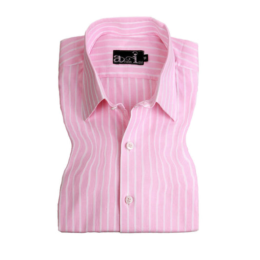 Men Pink Slim Fit Striped Formal Shirt