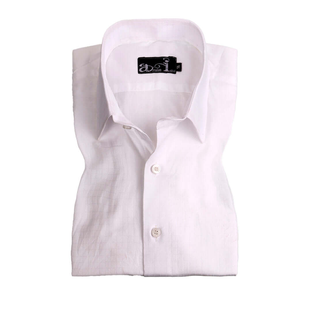 White Box Pattern Slim Fit Shirt