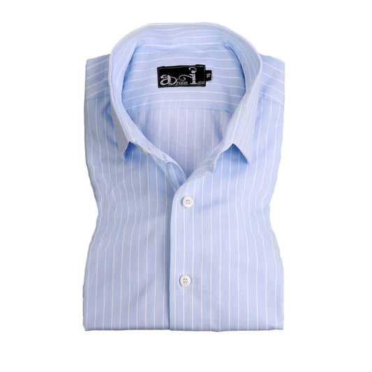 White Stripes on Blue Formal Shirt