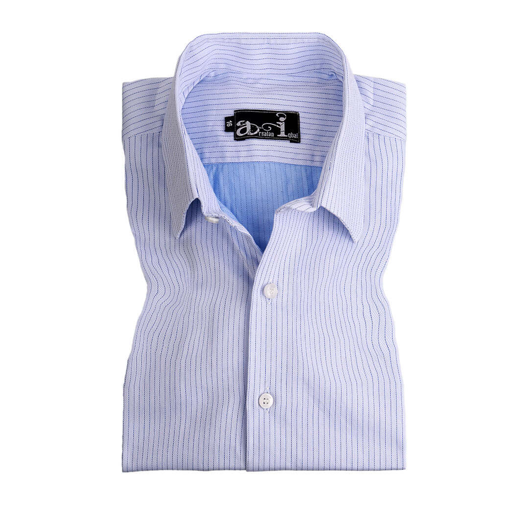 Elegant Light Blue Thin Striped Formal Shirt