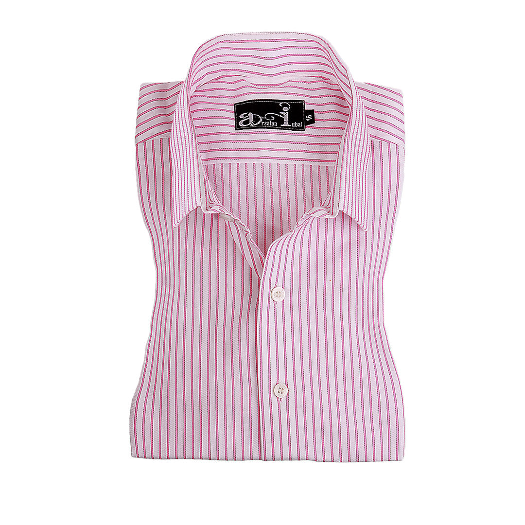 Pink & White Striped Formal Shirt