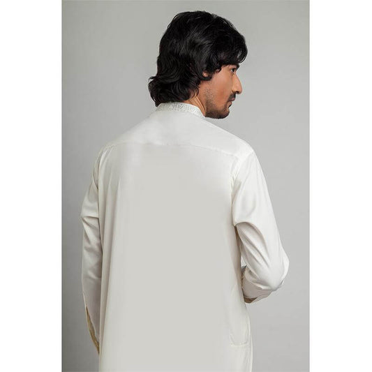 Ivory Kashmiri Motif Embroidered Kurta