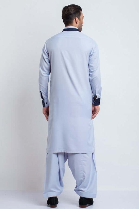 Ice Blue Soft Cotton Classic Shalwar Kameez