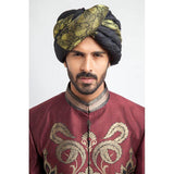 Antique Silver and Burgundy Brocade Sherwani with intricate embroidery details